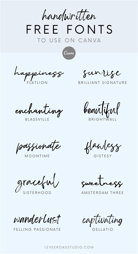 Best Free Canva Fonts Script And Handwritten Fonts And Calligraphy