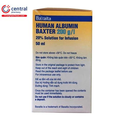 [chÍnh hÃng] thuốc human albumin baxter 200 g l 20 50ml