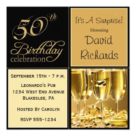 Surprise 50th Birthday Party Invitations 525 Square Invitation Card
