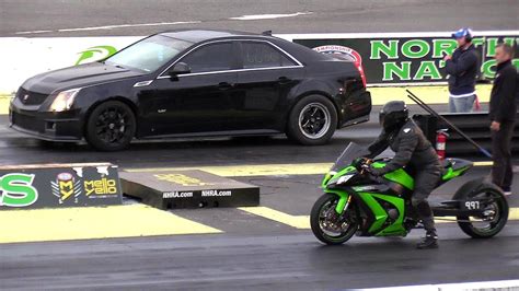 Kawasaki Ninja Vs Cts V Cadillac Crazy Drag Race Car Vs