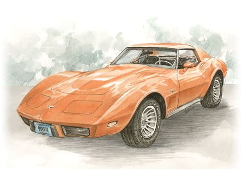 His Corvette Is A Prized Possession As Will Be This Illustration Of