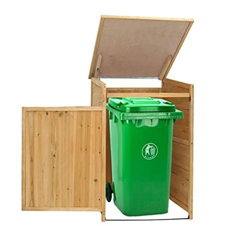 Kinbor Outdoor Garbage Storage Shed Trash Can Enclosure Hideway Wooden