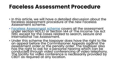 PPT Faceless Assessment Scheme Procedure Under Income Tax Act