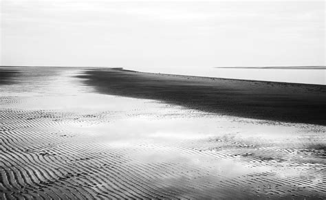 Minimalist Long Exposure Black And White Beach Landscape Photograph By