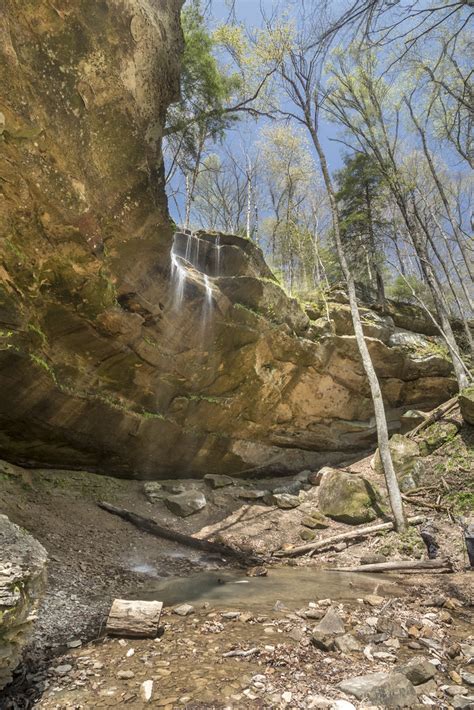 Waterfall Pennsylvanian Sandstone Rock Shelter Hemlock Cliffs