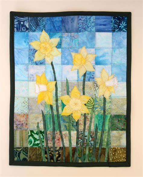 Batik Daffodil Quilted Wall Hanging Art Quilt Pattern Or Etsy In