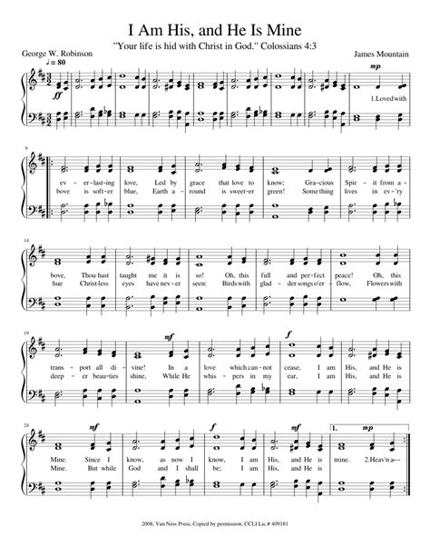 I Am His And He Is Mine Sheet Music For Piano Download Free In Pdf Or Midi