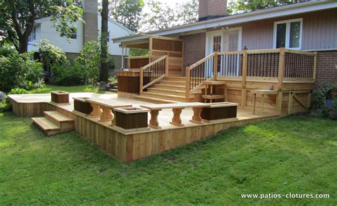 Two Level Red Cedar Deck With A Bistro Corner On The Top Level And A