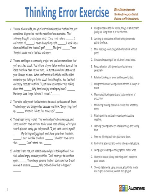 Thinking Error Exercise Form Fill Out And Sign Printable Pdf Template Airslate Signnow