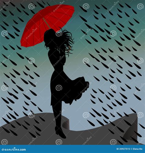 Silhouette Umbrella Girl Rain