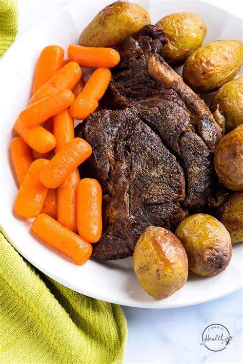 Add potatoes, onions, and carrots to pot (just arrange them around the roast) and pour beef broth and worcestershire sauce over everything. Instant Pot Pot Roast (with air fryer lid) - A Pinch of ...