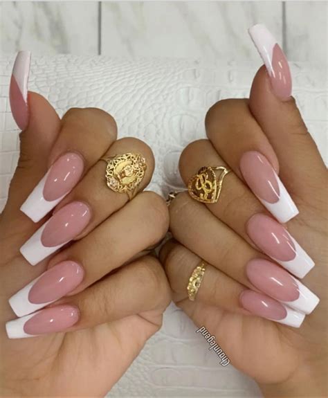 32 Elegant Acrylic Long Nails Design For Summer Nails Coffin And Stiletto French Tip Acrylic