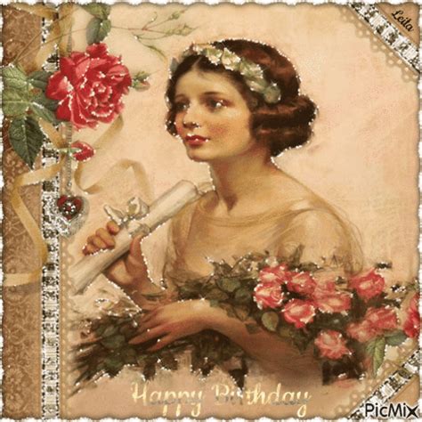 Vintage Happy Birthday Lady Gifs Gif Birthday Happy Birthday Gifs For