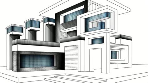 Modern House Design Drawing Easy Architectural Building Construction