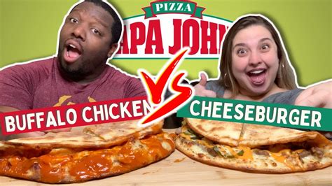 trying papa johns new double cheeseburger and grilled buffalo chicken papadia [food review