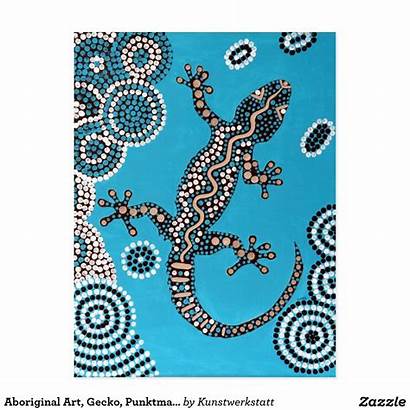 Aboriginal Dot Painting Gecko Kunst Malerei Punktmalerei