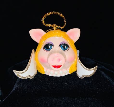 Vintage Miss Piggy Angel Christmas Ornament Jim Henson Muppets Paper