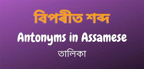 বপৰত শবদ তলক 300 Antonyms in Assamese Assam BEd Help