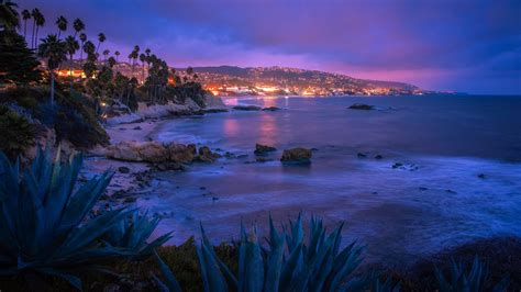 Download 3840x2160 Laguna Beach Usa California Dawn Night Lights