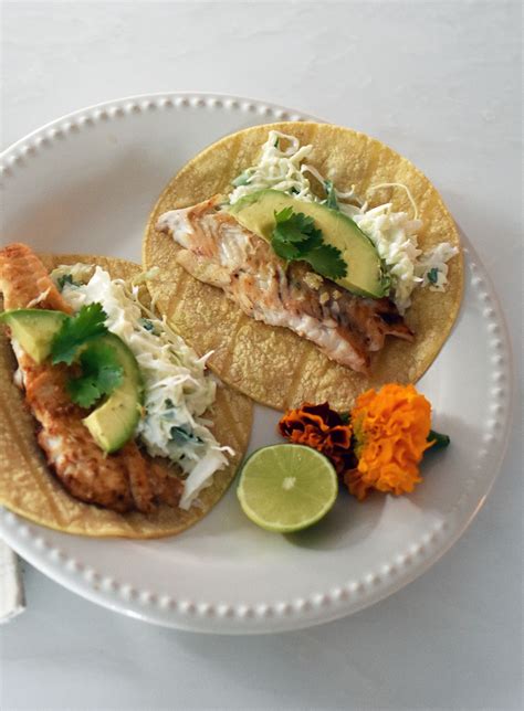 Healthy Baja Style Fish Tacos With Creamy Cabbage Slaw