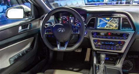 With the 2015 hyundai sonata sport 2.0t, performance is something you taste and the fluidic sculpture 2.0 design language certainly confident, energetic lines define the 2015 sonata's exterior and are complimented inside the cabin by a premium interior with a special emphasis on ergonomics. NEW YORK AUTO SHOW: I SPY The 2015 Hyundai Sonata's ...