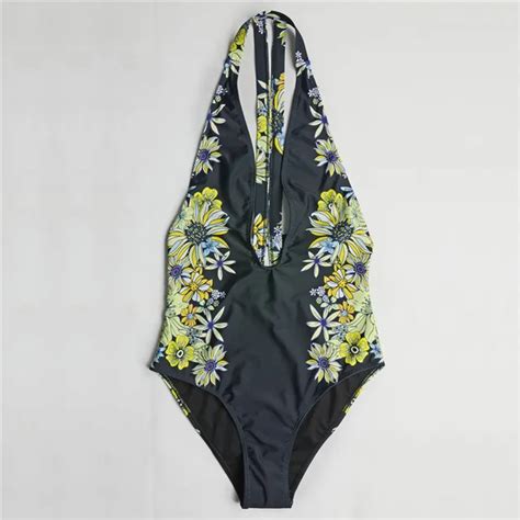 Holasukey Sexy Swimsuit Female Floral Deep V Monokini 2018 New One Pieces Women Swimwear