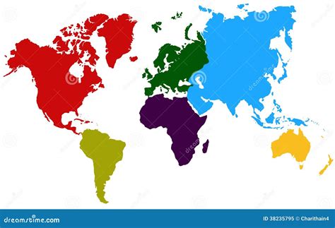 Mapa Mundial Con Colores Diferentes Continentes Ilustracion De Stock Images