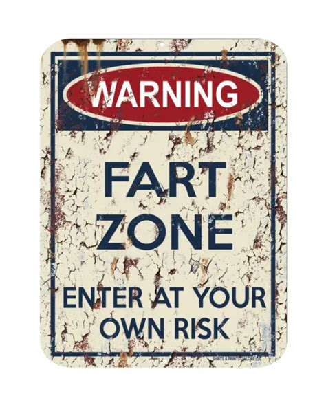 Warning Fart Zone Enter At Your Own Risk Aluminum Sign 9x12 Funny