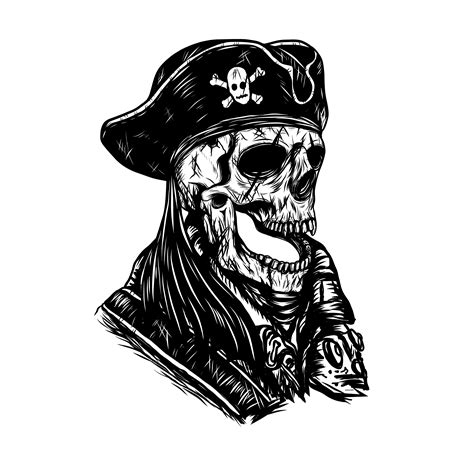 Pirate Skull Hand Drawing 1220815 Vector Art At Vecteezy