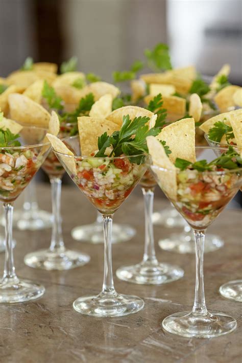 Make sure you only use glass shot glasses or any other thick glass. Wedding appetizers - Shrimp ceviche in a martini glass. | Party food appetizers, Dinner party ...