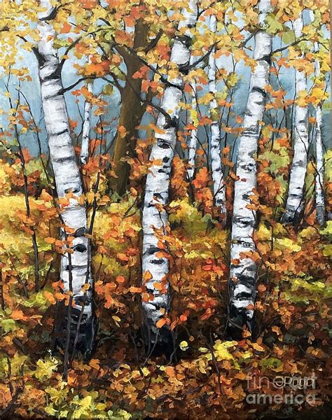 Birch Forest Autumn Colors Painting By Inese Poga Fine Art America