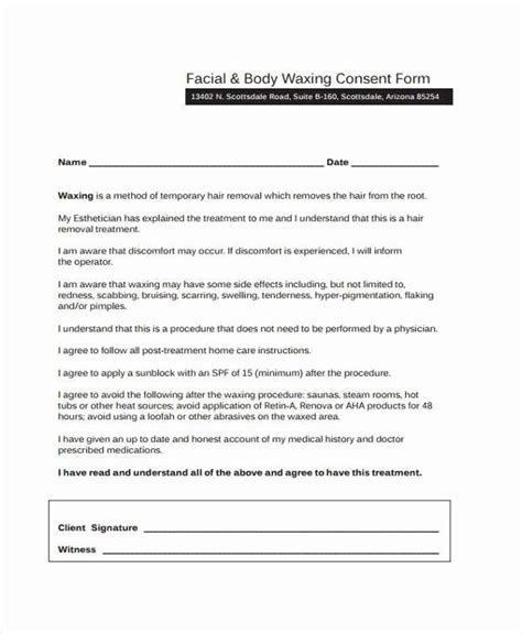 Waxing Consent Form Template Best Of Free 40 Free Consent Form Samples
