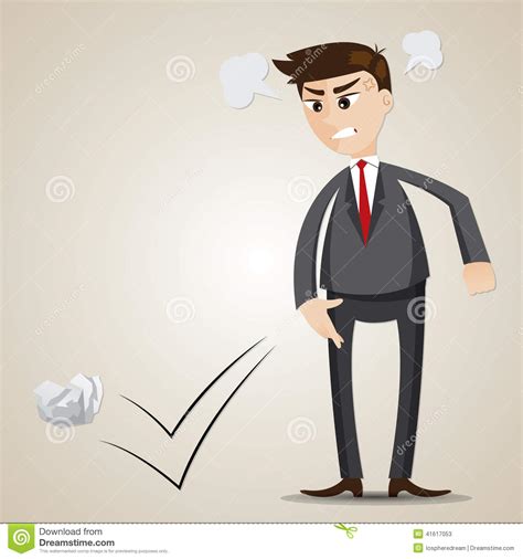 Cartoon Angry Businessman Throwing Crumple Paper Stock