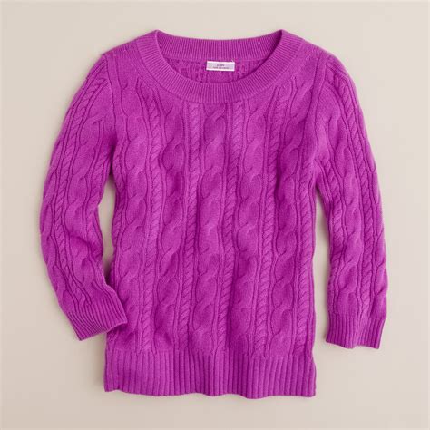 Jcrew Cashmere Cable Sweater In Purple Lyst