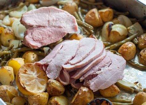Krieltjes sperziebonen en beenham uit de oven