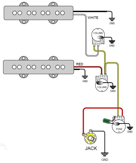 Typical standard fender jazz bass wiring. GuitarHeads Pickup Wiring - Bass Pickups