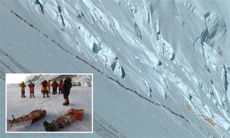 The Traffic Jam At 30000 Feet Chilling Photo Shows Dozens Of Climbers