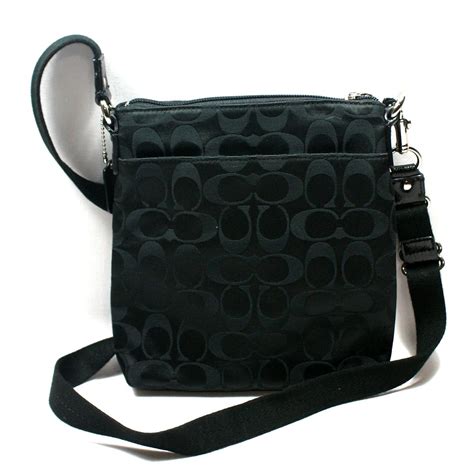 Coach Daisy Signature Sateen Swingpack Crossbody Bag Black 48130