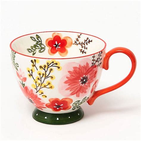 Sipping Tea Floral Red Mug By The Forest And Co