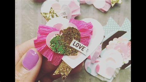 Diy Heart Embellishments For Scrapbook Project Life Youtube