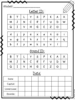 Plus one page that contains all the letters, upper and lower case, at the same time. Letter and Sound ID Assessment and Data Tracker- English ...