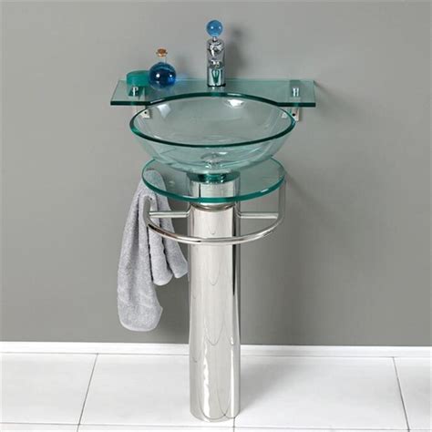 Fresca Vetro Stainless Steel Single Sink Vanity With Clear Tempered