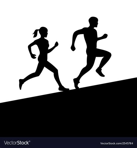 Men And Women Running Silhouette Royalty Free Vector Image