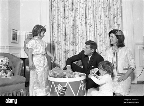 President John F Kennedy And First Lady Jacqueline Kennedy Visit With