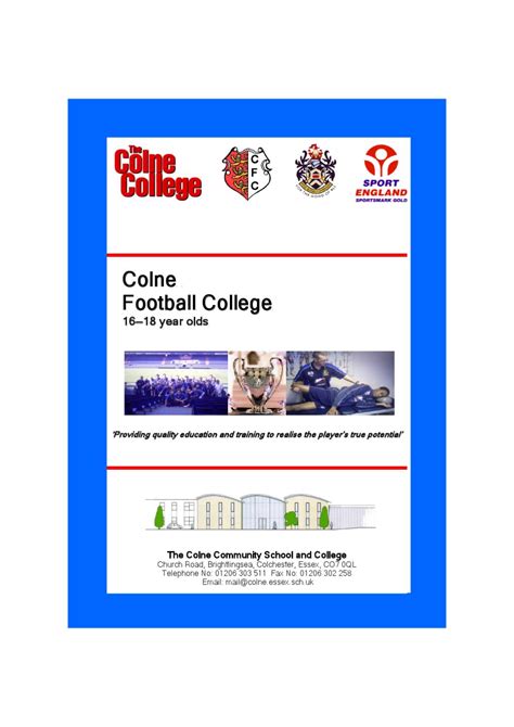 Football Academy Brochure By Colne Community School And College Issuu