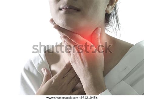 Closeup View Young Woman Sore Throat Stock Photo Edit Now 691210456