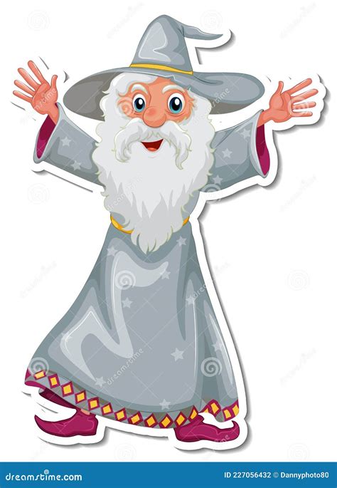 An Old Wizard Cartoon Character Sticker Stock Vector Illustration Of