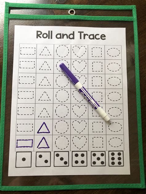 Dice Math Game Roll And Trace Numbers And Shape Numbers 1 30 And