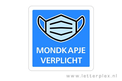 Het kabinet stelt uiterlijk 1 december officieel een mondkapjesplicht in voor publieke ruimten. Sticker mondkapje verplicht - 15x15 cm