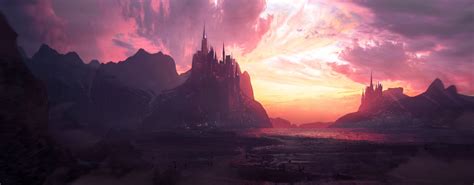 4k Fantasy Art Sunlight Castle Digital Art Mountains Artstation